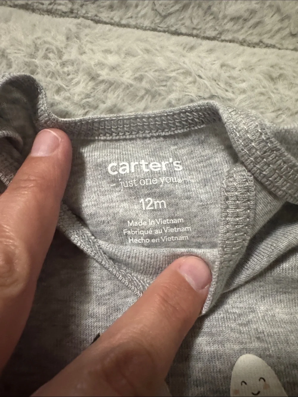 Carter's Gray Bodysuit with Black Ghost-Print Pants